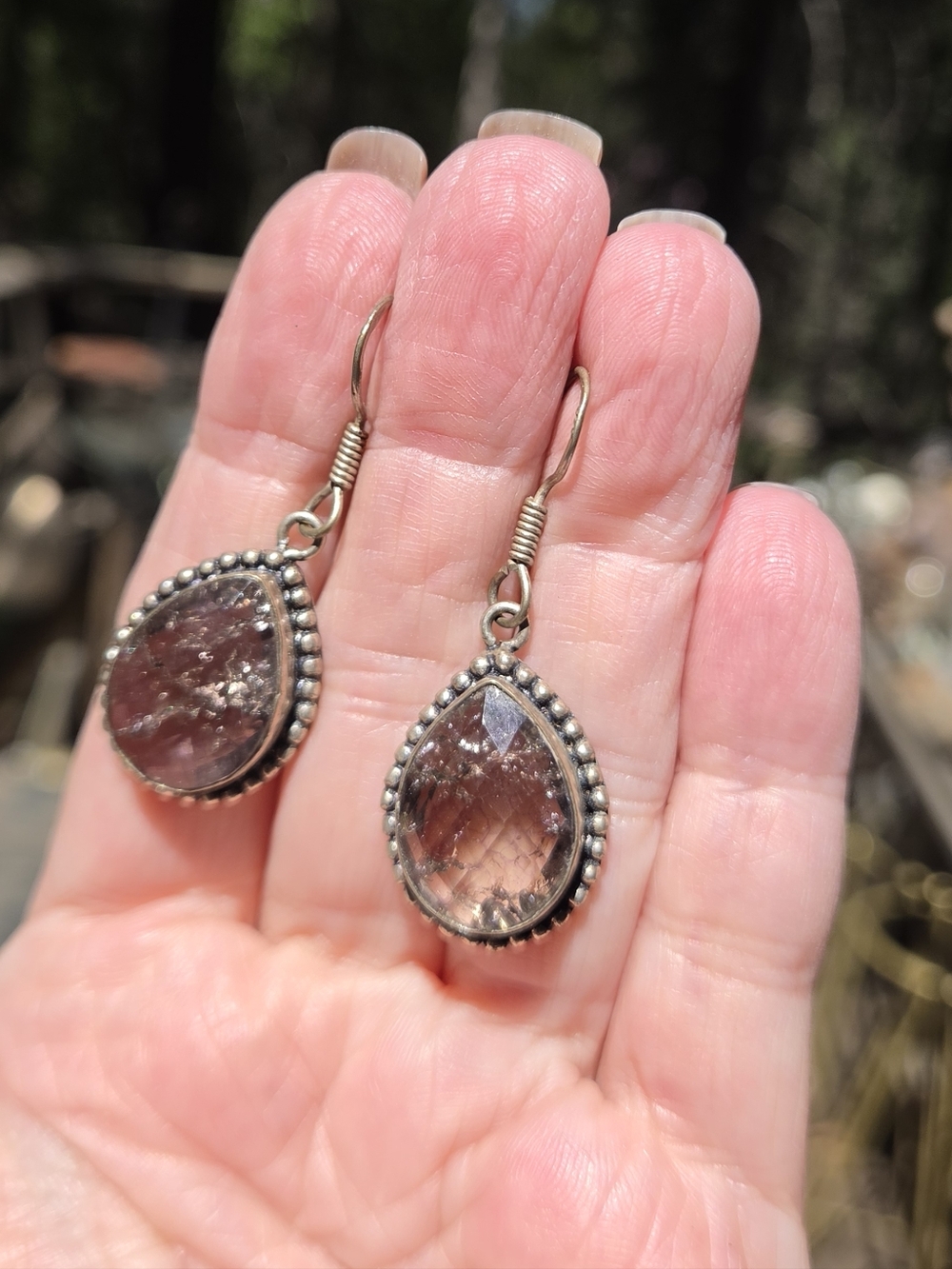 Smoley Quartz Large 18k Sterling Bohemian Earrings - Picture 5 of 10